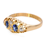 Antique 18k Yellow Gold 0.40tcw No-Heat Sapphire & Old Mine Diamond Ring