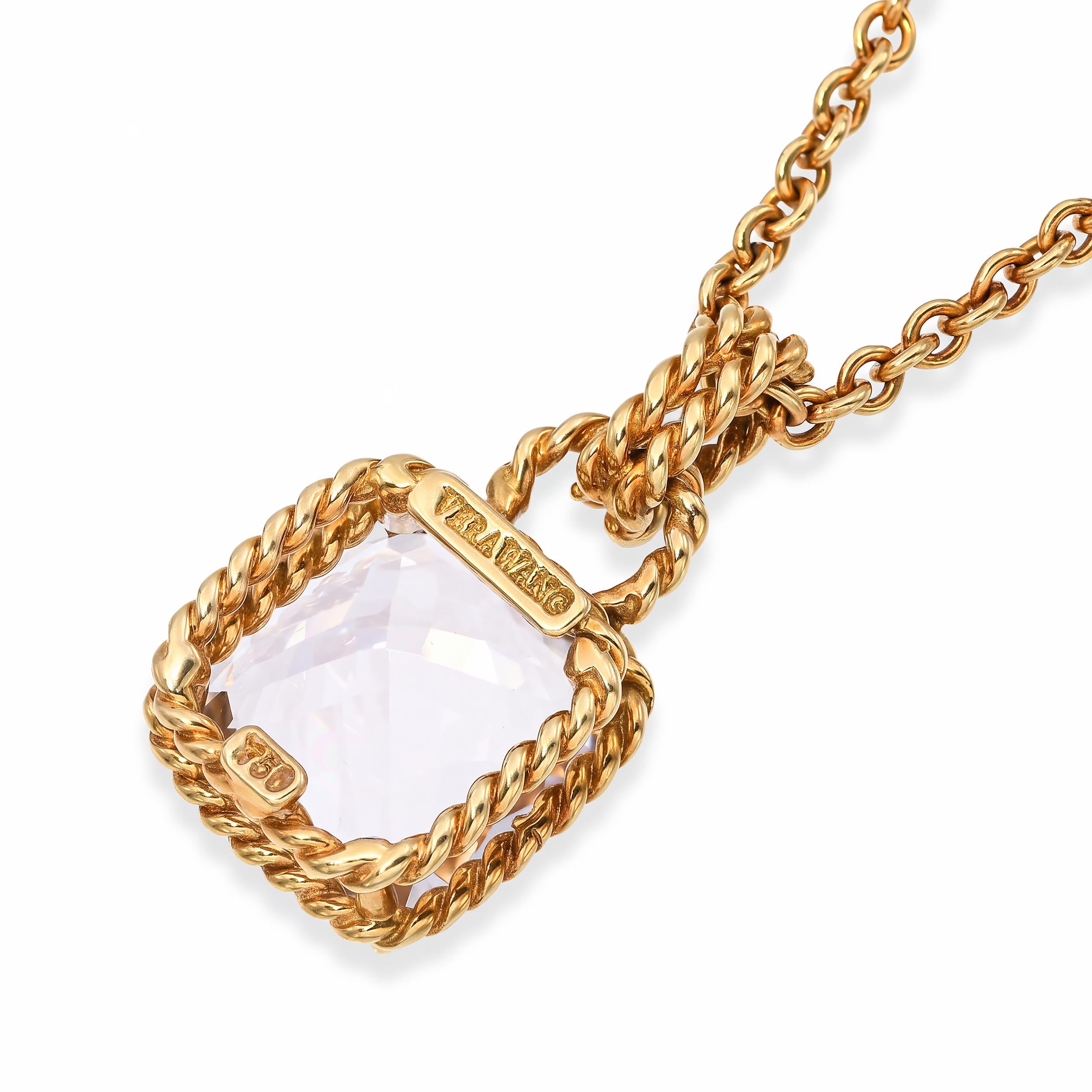 18k Yellow Gold Vera Wang 4.50ct Morganite Pendant Necklace