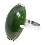 Vintage 18k White Gold Green Nephrite Jade Ring