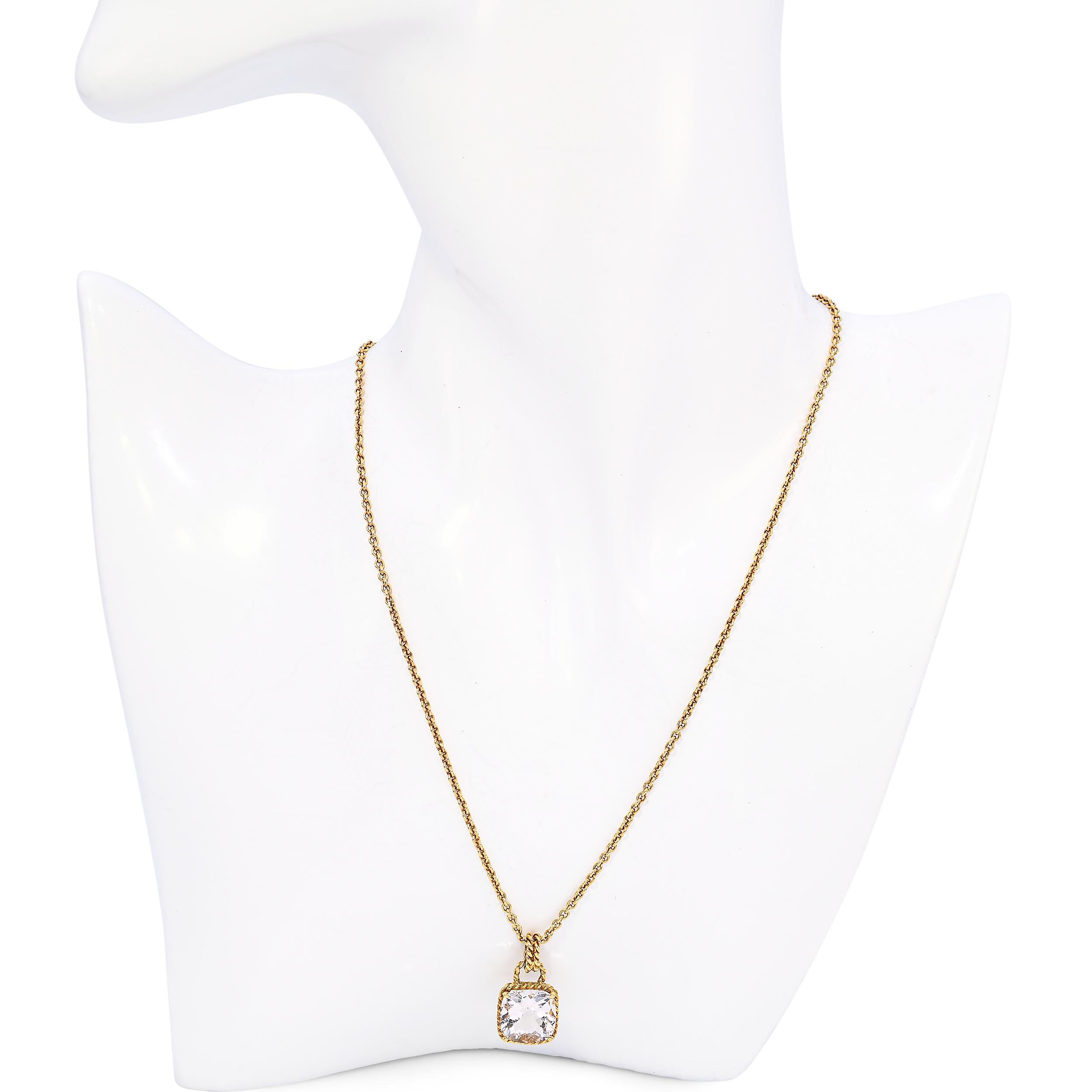 18k Yellow Gold Vera Wang 4.50ct Morganite Pendant Necklace
