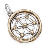 Vintage Sterling Silver and 14k Yellow Gold Geometric Pendant