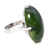 Vintage 18k White Gold Green Nephrite Jade Ring