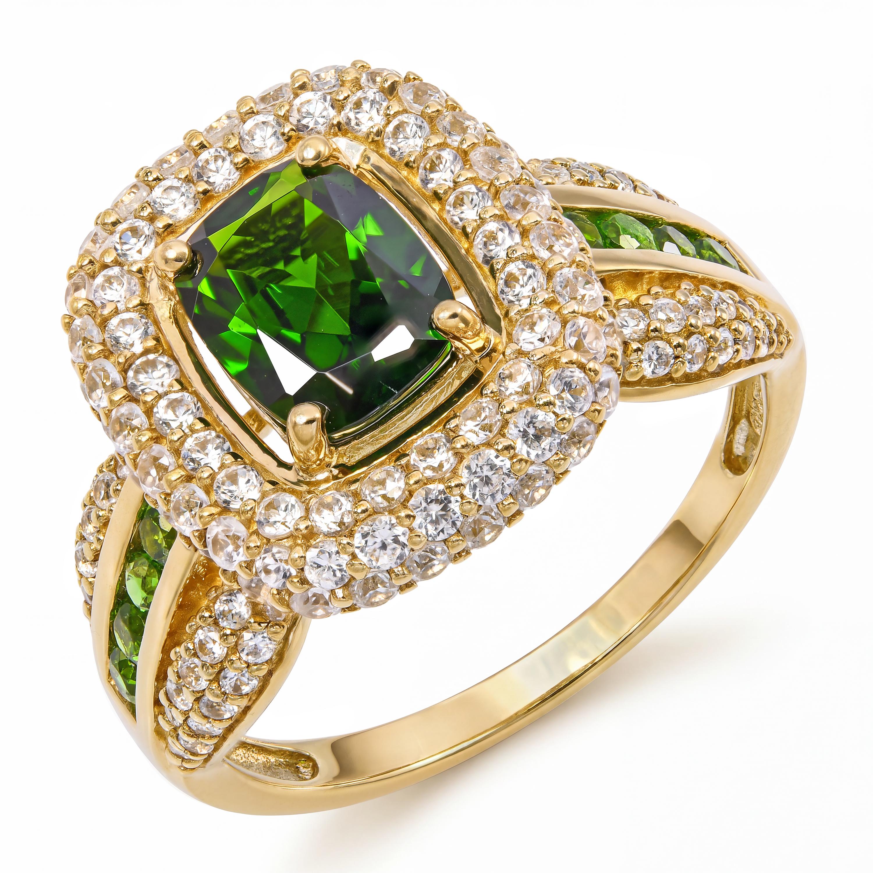 10k Yellow Gold 1.46tcw Chrome Diopside and Diamond Pave Ring