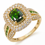 10k Yellow Gold 1.46tcw Chrome Diopside and Diamond Pave Ring