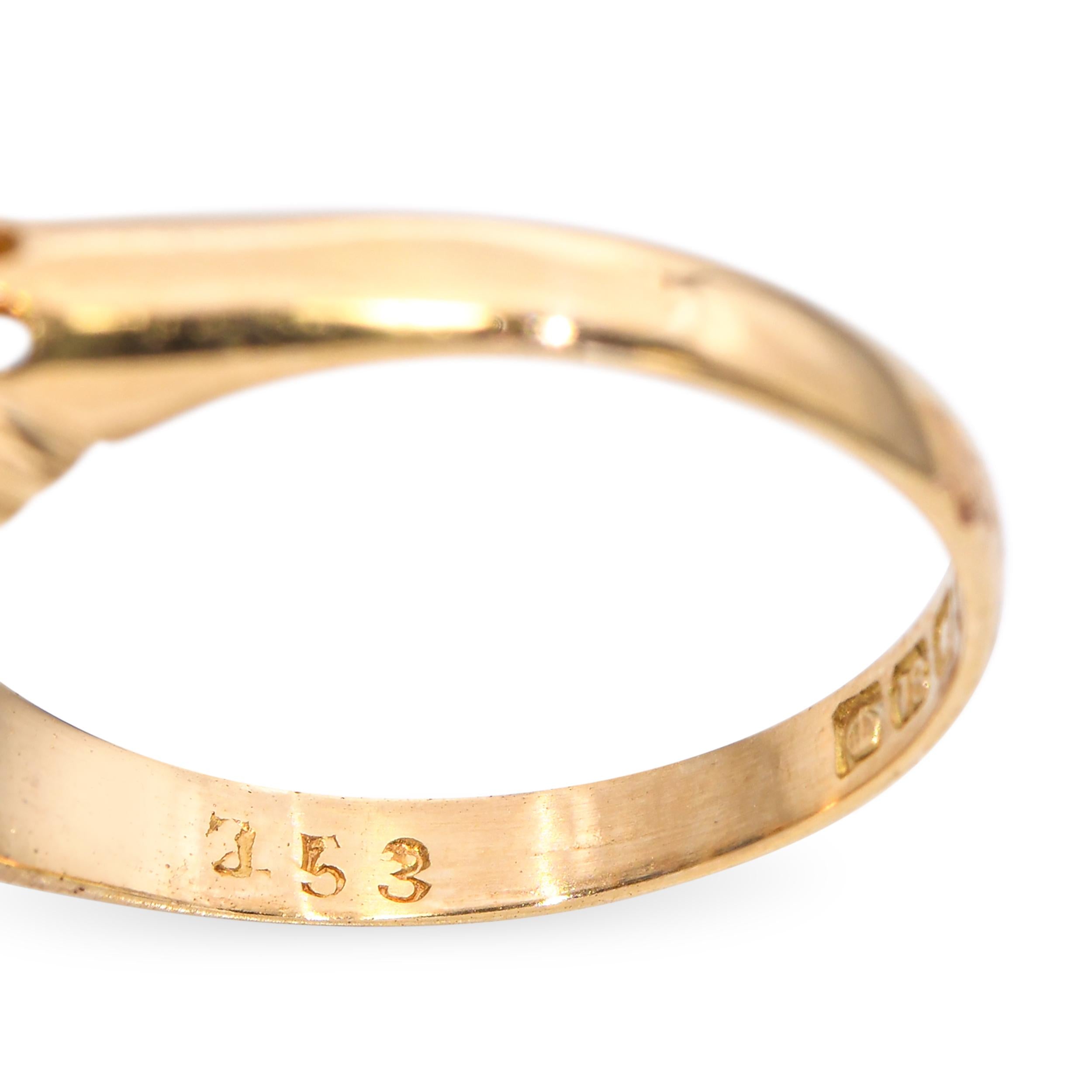 Antique 18k Yellow Gold 0.40tcw No-Heat Sapphire & Old Mine Diamond Ring