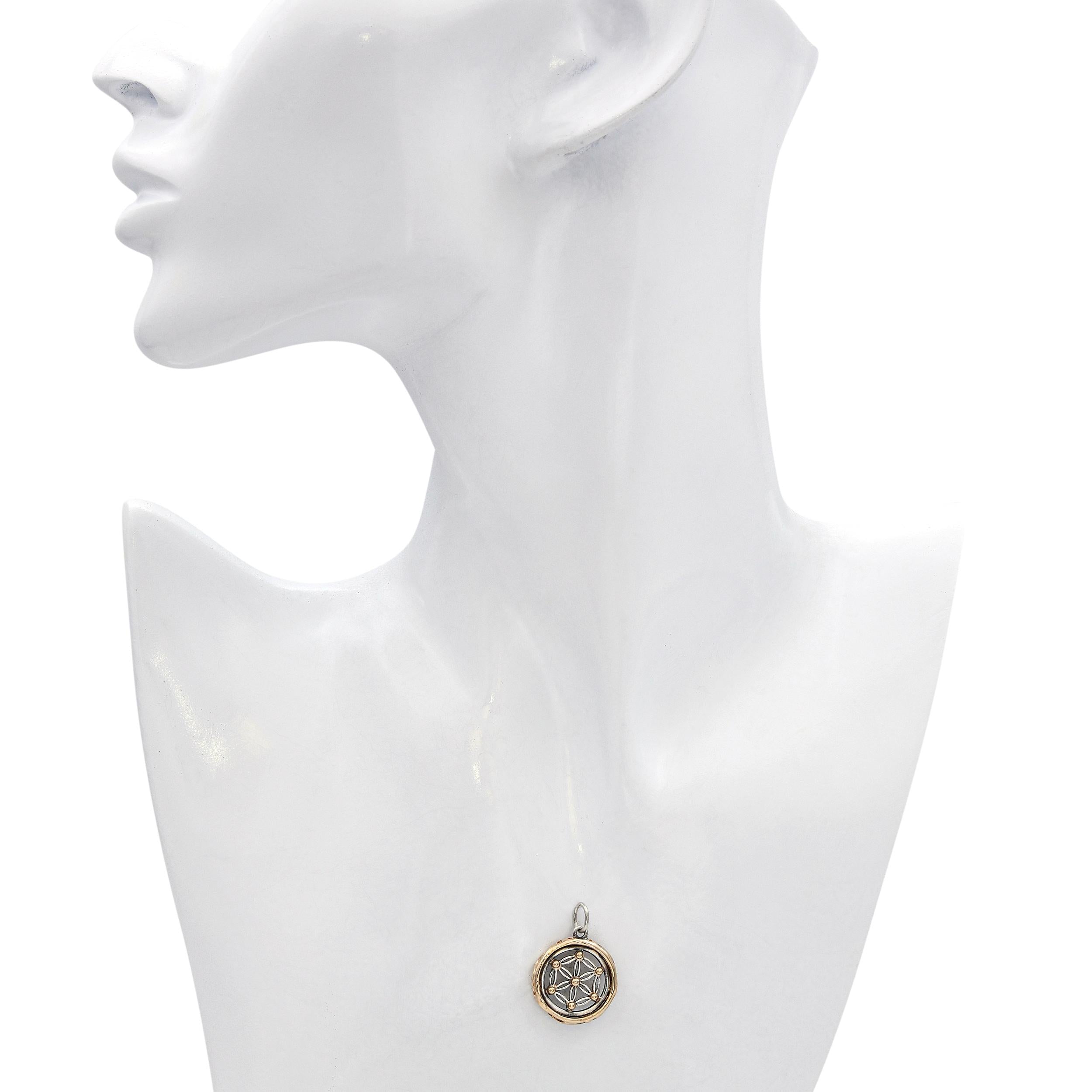 Vintage Sterling Silver and 14k Yellow Gold Geometric Pendant