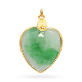 Vintage 21k Yellow Gold Jadeite Jade Heart Pendant
