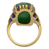 Antique 14k Yellow Gold Enamel and Jade Ring