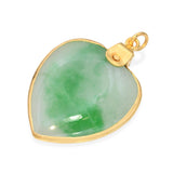 Vintage 21k Yellow Gold Jadeite Jade Heart Pendant