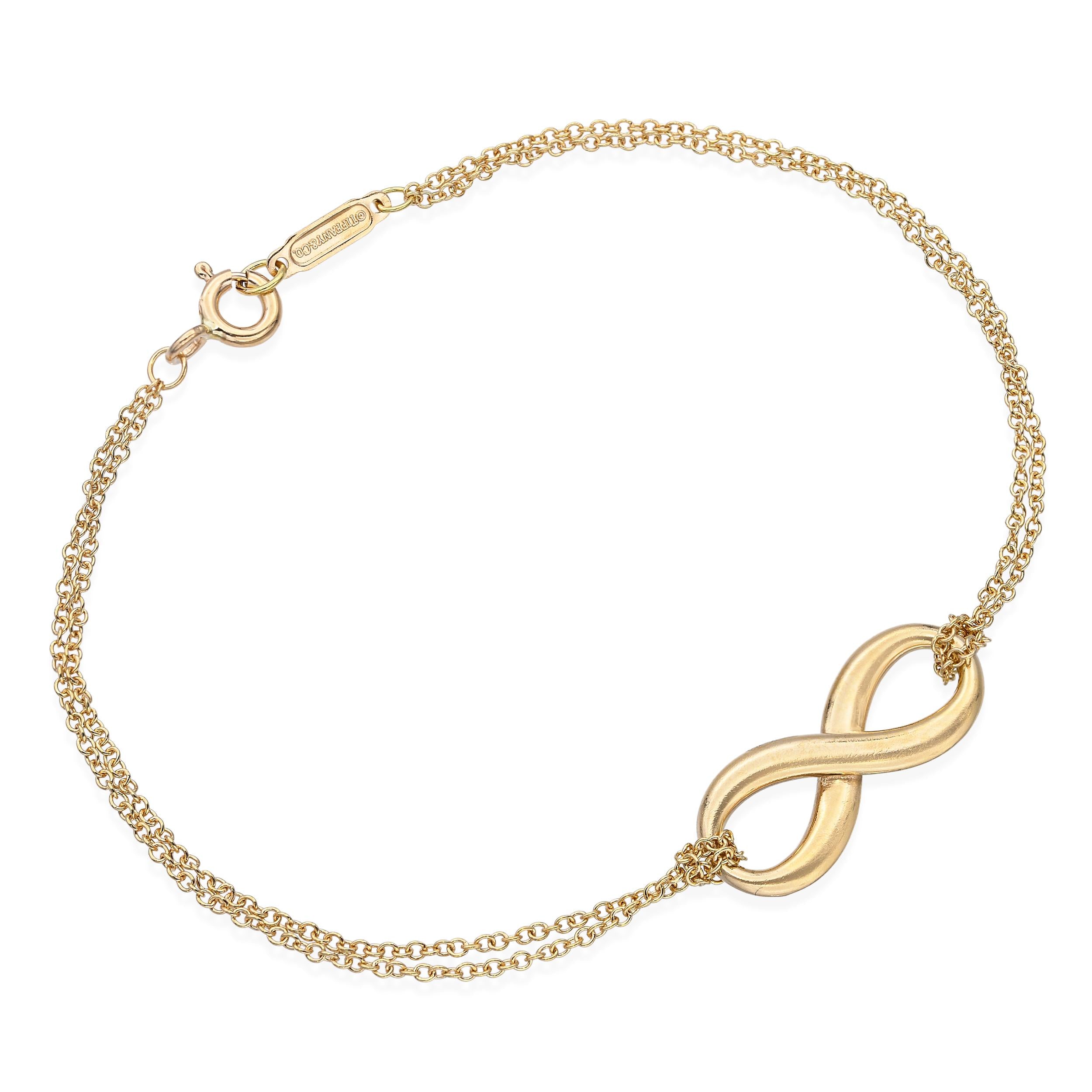 Tiffany & Co. 18k Yellow Gold Infinity Double Chain Bracelet