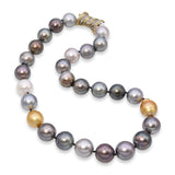 15mm Multi Color South Sea Pearl Necklace with 14k Yellow Gold & Diamond Clasp