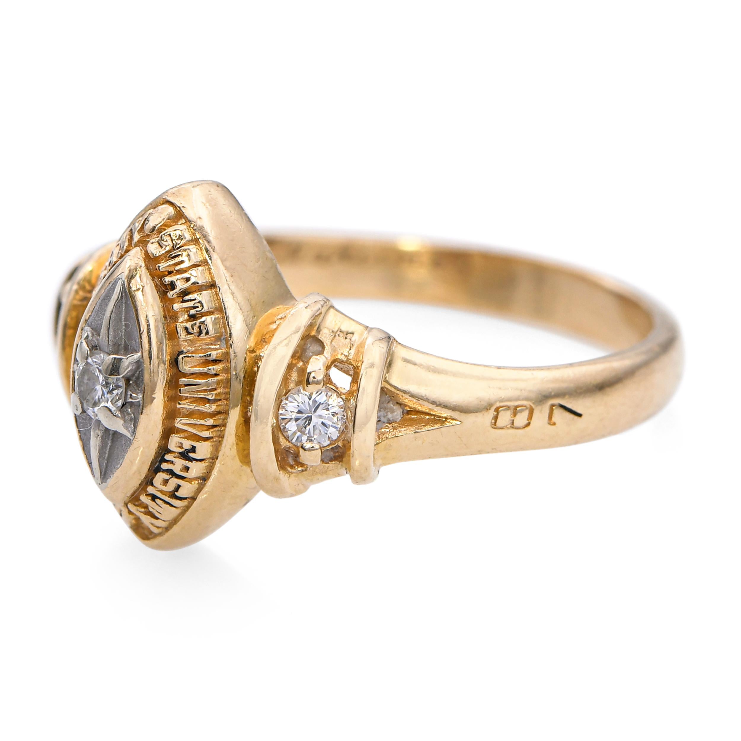 14k Yellow Gold 1987 "State University of New York Albany" Diamond Ring