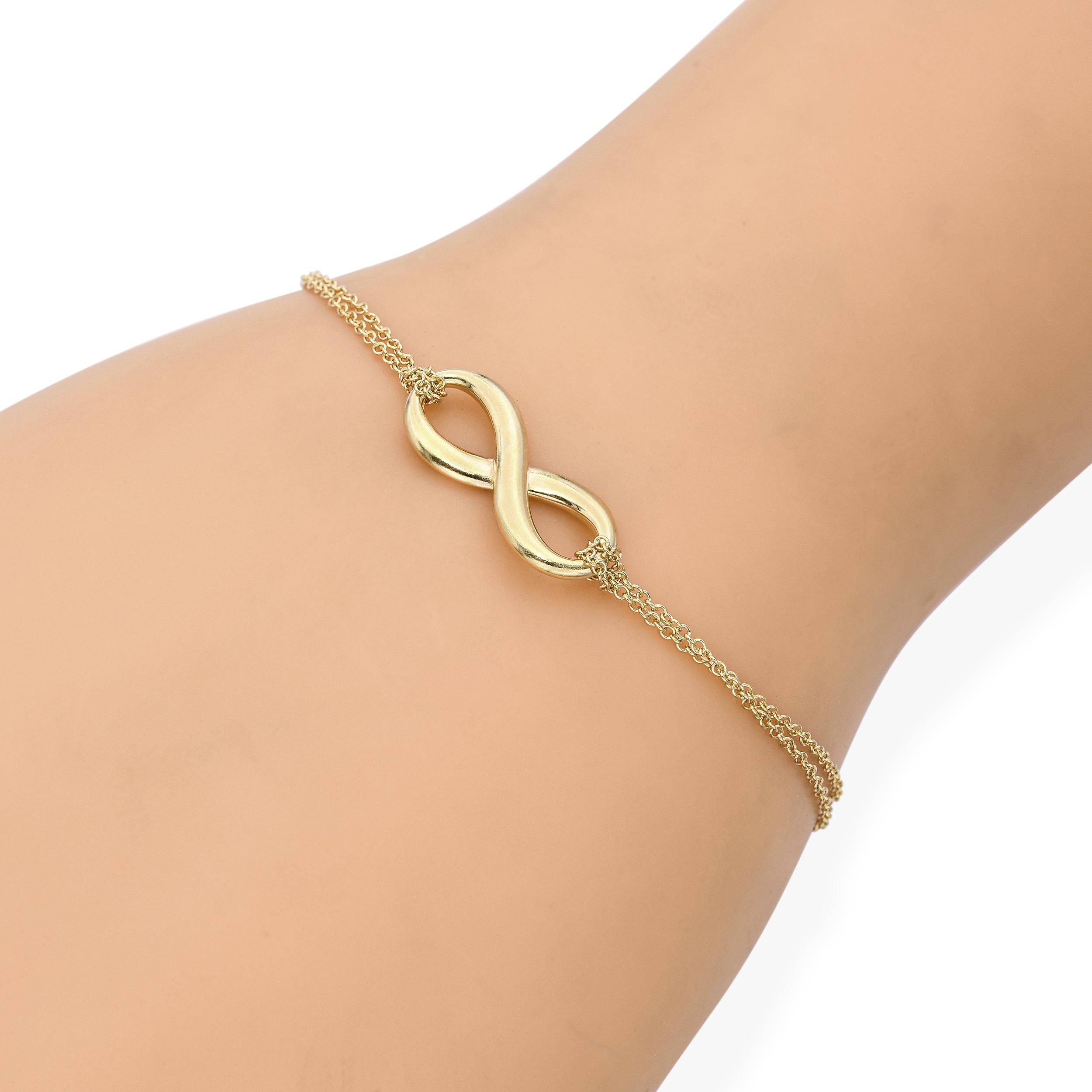 Tiffany & Co. 18k Yellow Gold Infinity Double Chain Bracelet