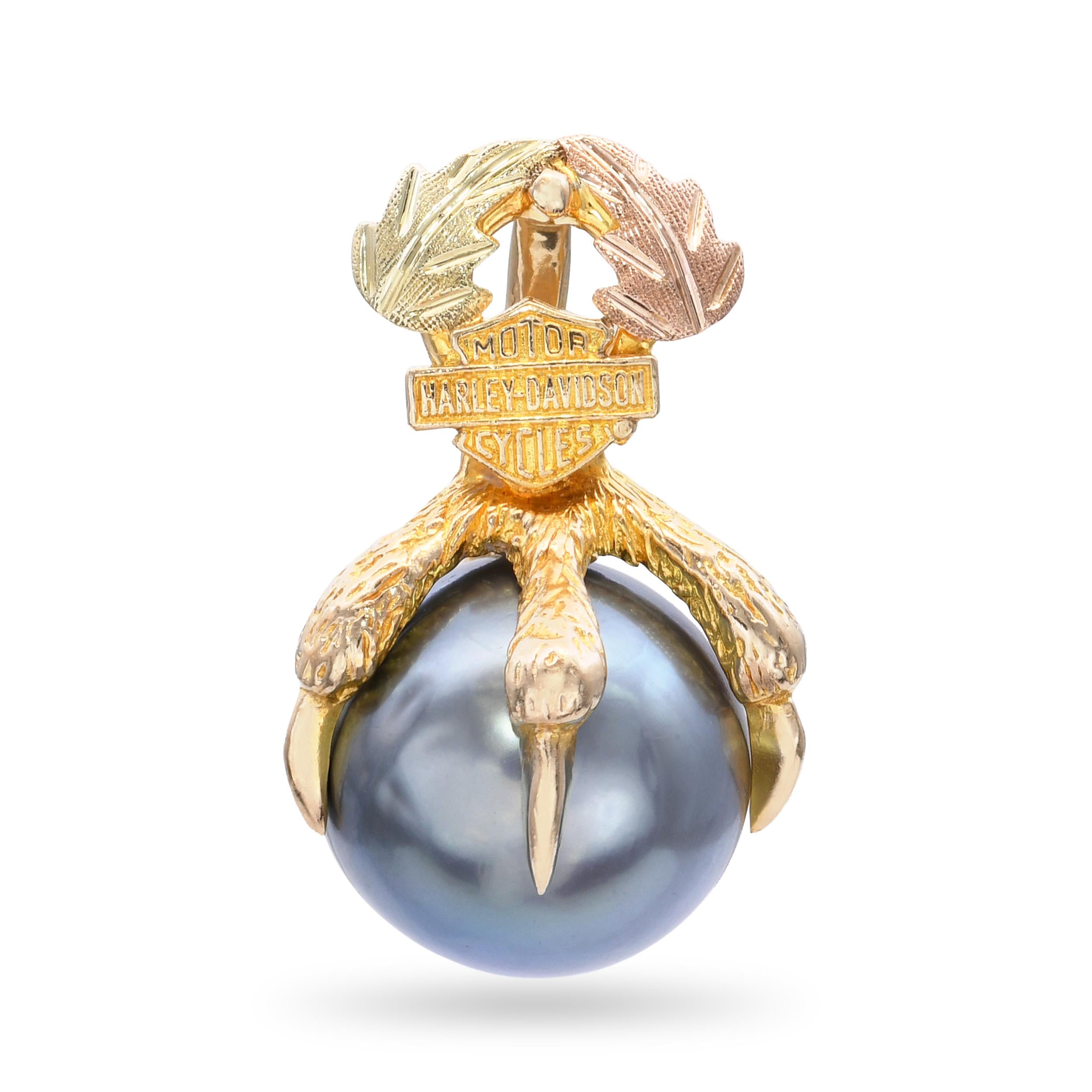 10k Black Hills Gold Harley Davidson Motorcycles Talon Pearl Pendant