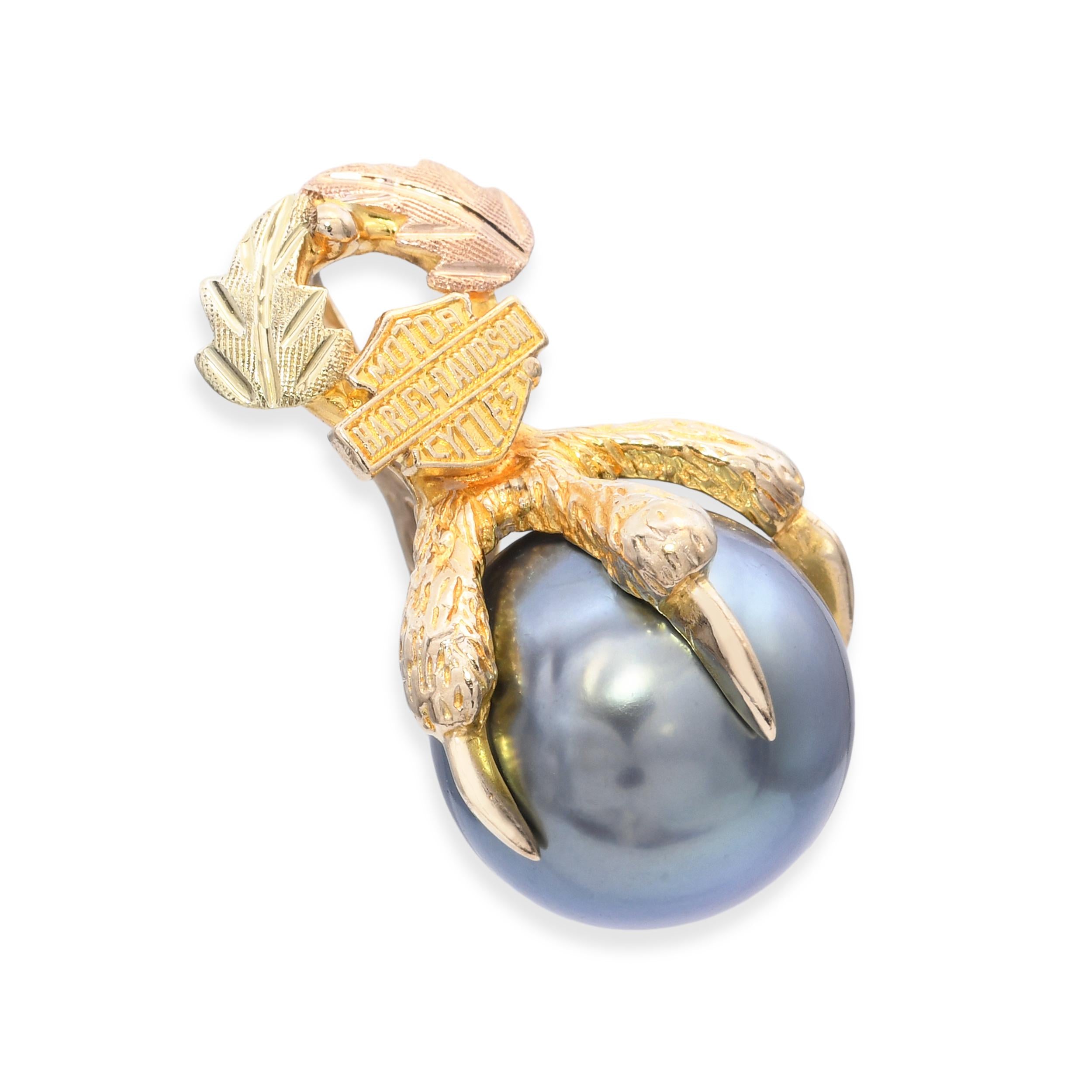 10k Black Hills Gold Harley Davidson Motorcycles Talon Pearl Pendant