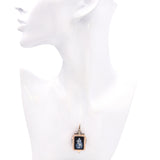Antique 9k Rose Gold Hardstone Mary With Jesus Cameo Pendant