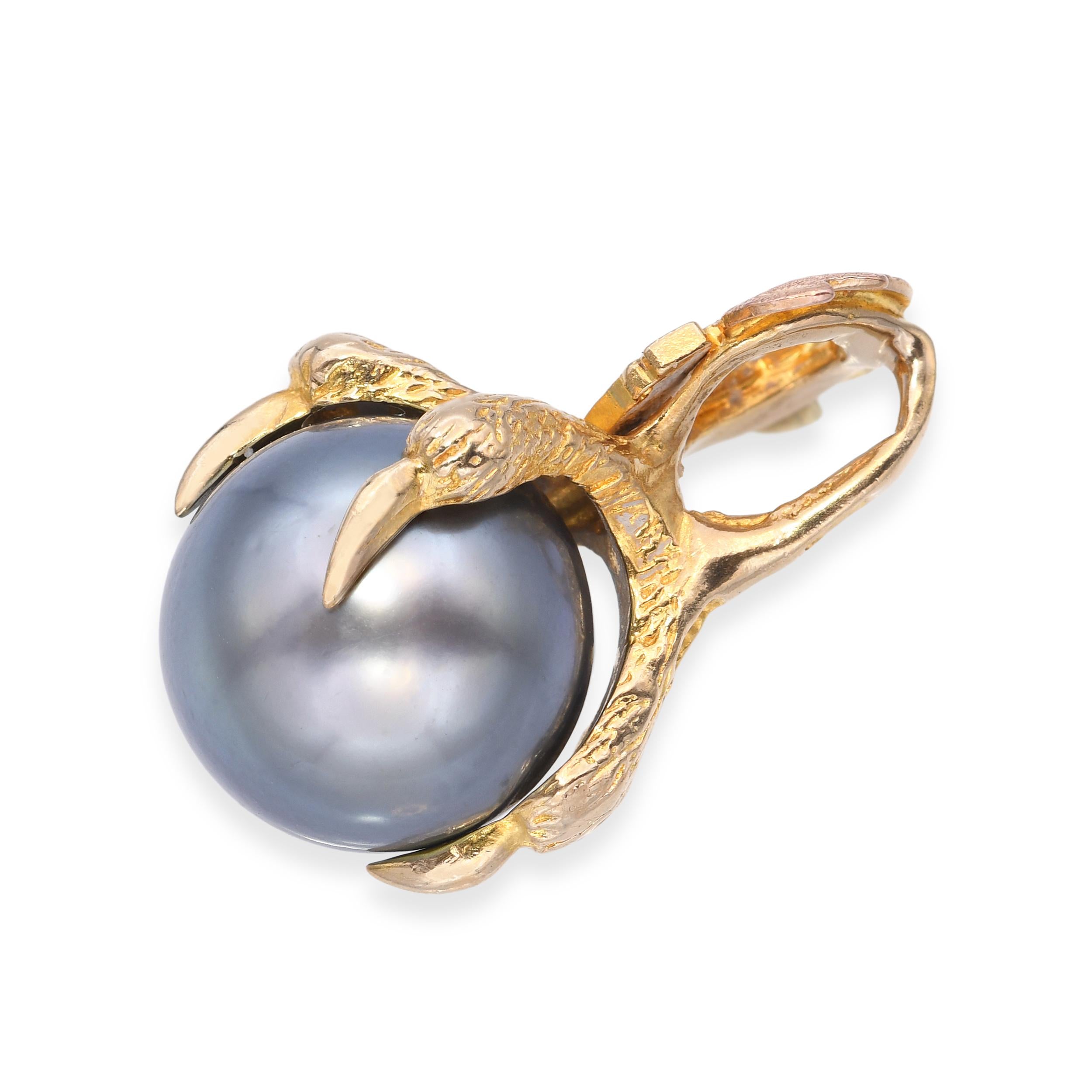 10k Black Hills Gold Harley Davidson Motorcycles Talon Pearl Pendant