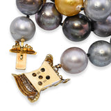 15mm Multi Color South Sea Pearl Necklace with 14k Yellow Gold & Diamond Clasp