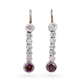 Vintage Platinum and Yellow Gold 0.82tcw Diamond and Colored Diamond Earrings