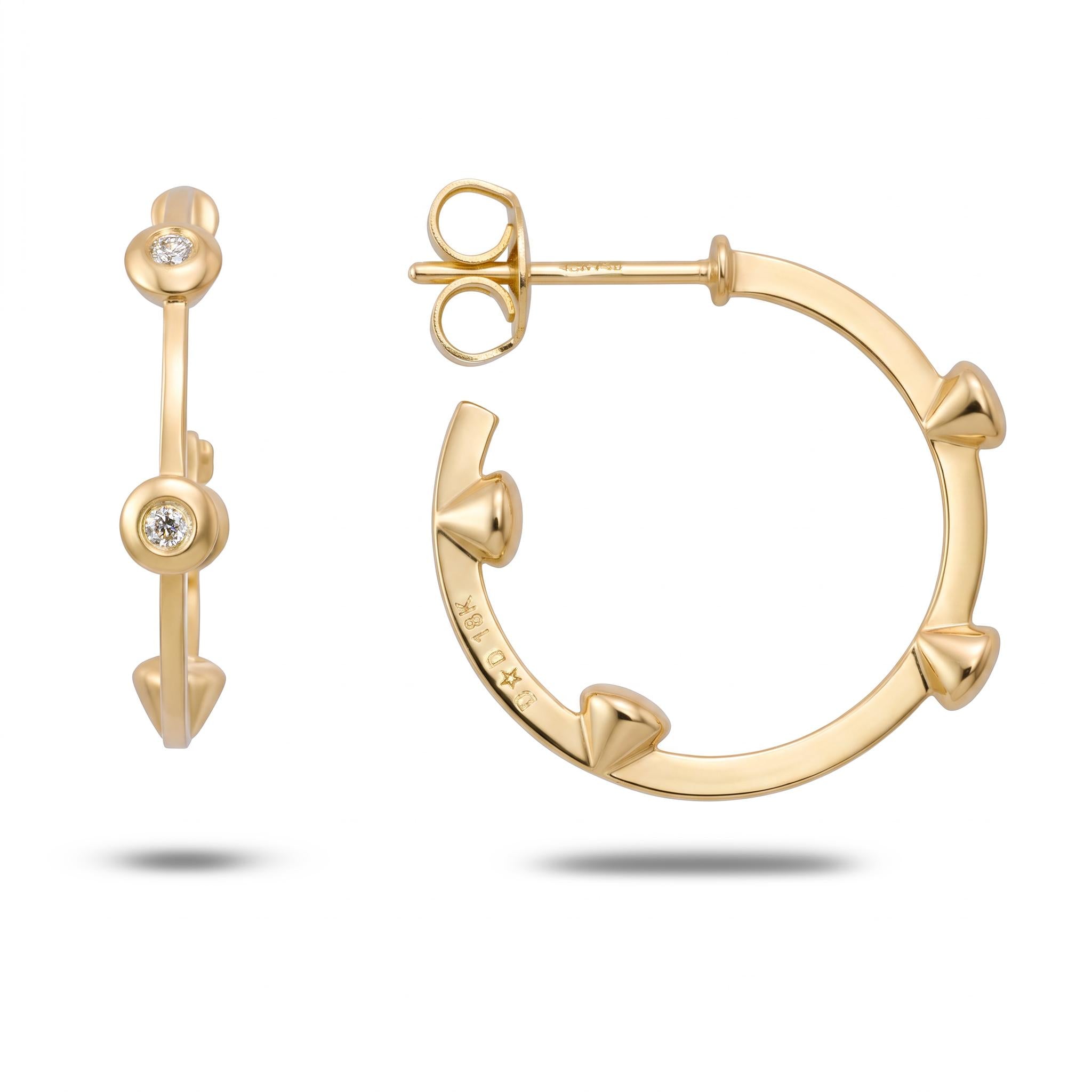 18k Yellow Gold Diamond Inside Out Hoop Earrings
