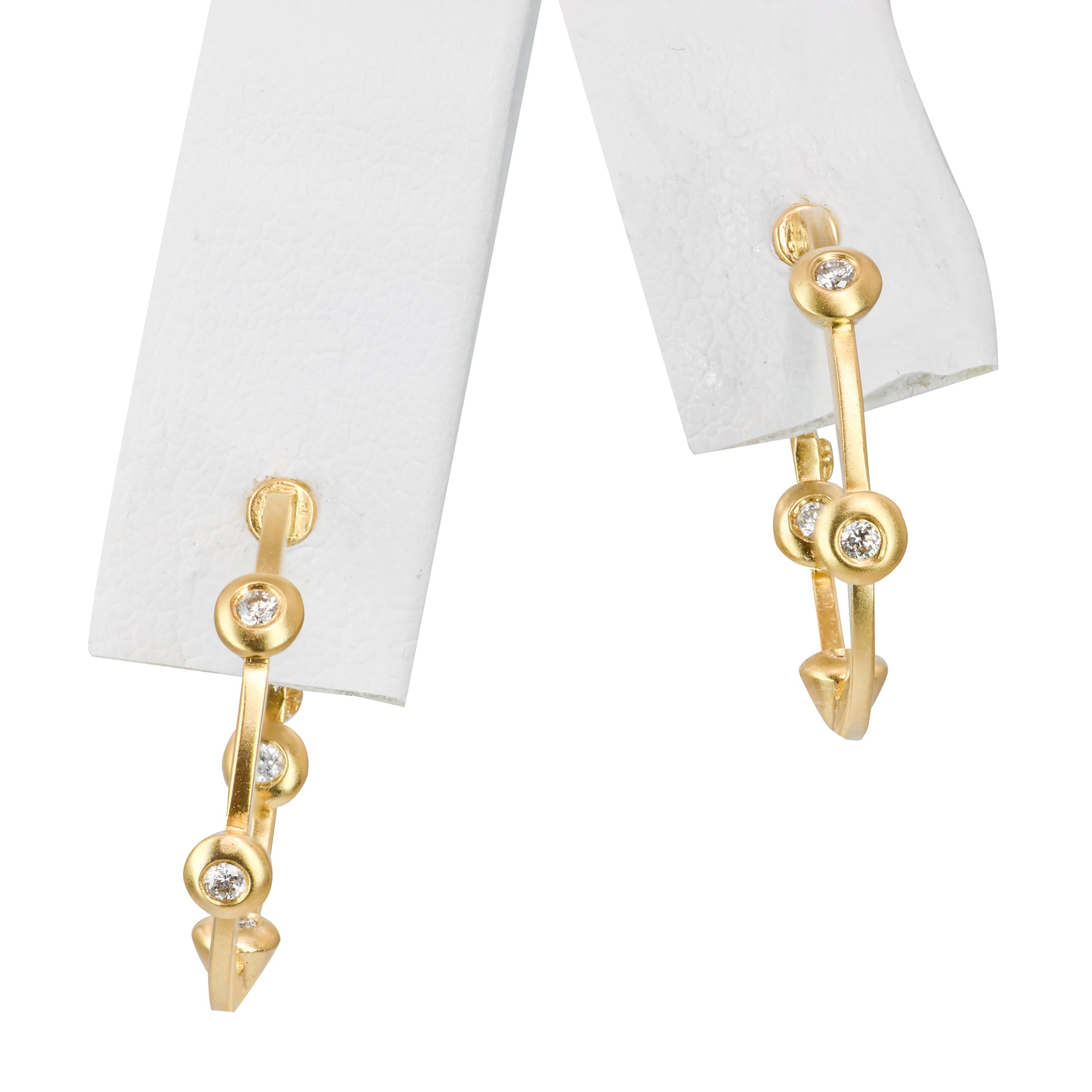 18k Yellow Gold Diamond Inside Out Hoop Earrings