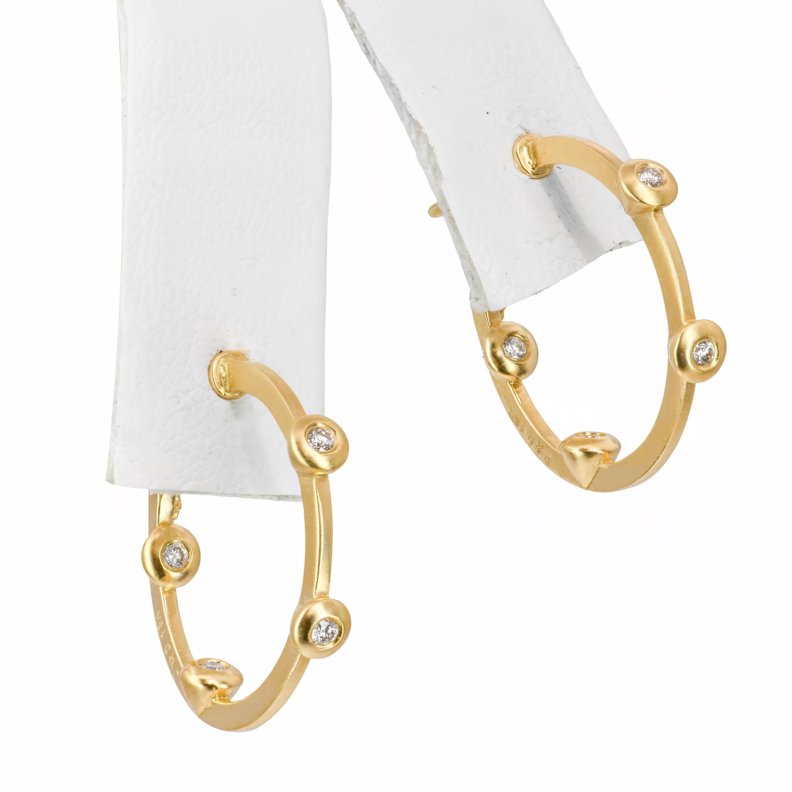 18k Yellow Gold Diamond Inside Out Hoop Earrings