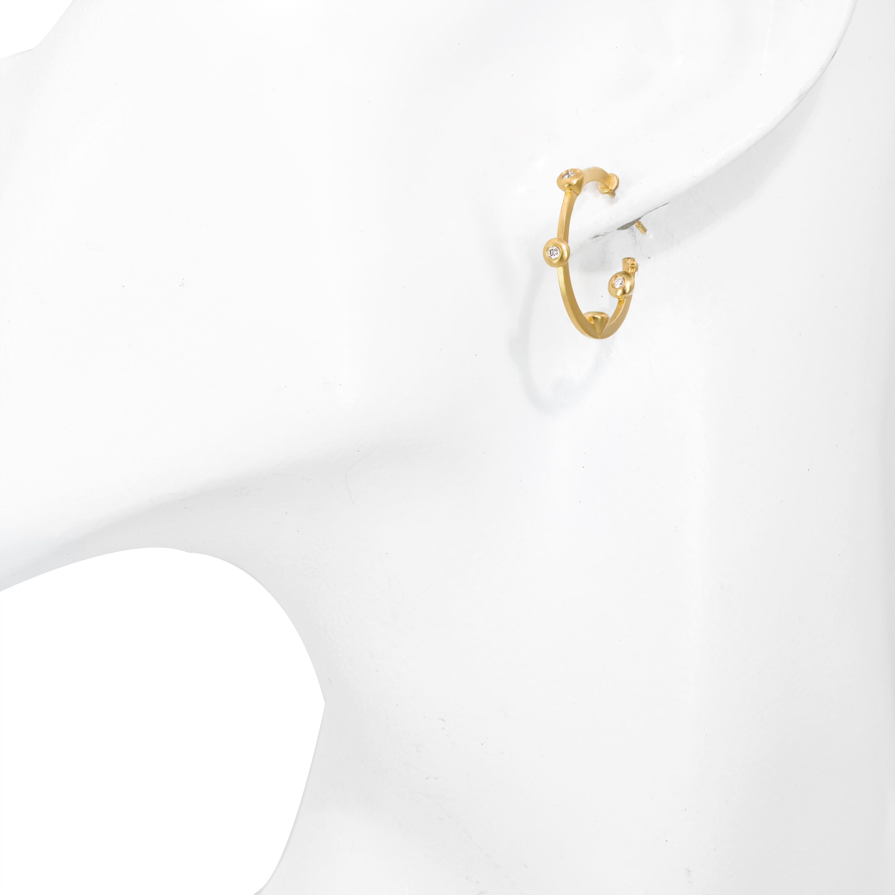 18k Yellow Gold Diamond Inside Out Hoop Earrings