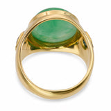 Vintage 20k Yellow Gold Jadeite and Sapphire Cocktail Ring
