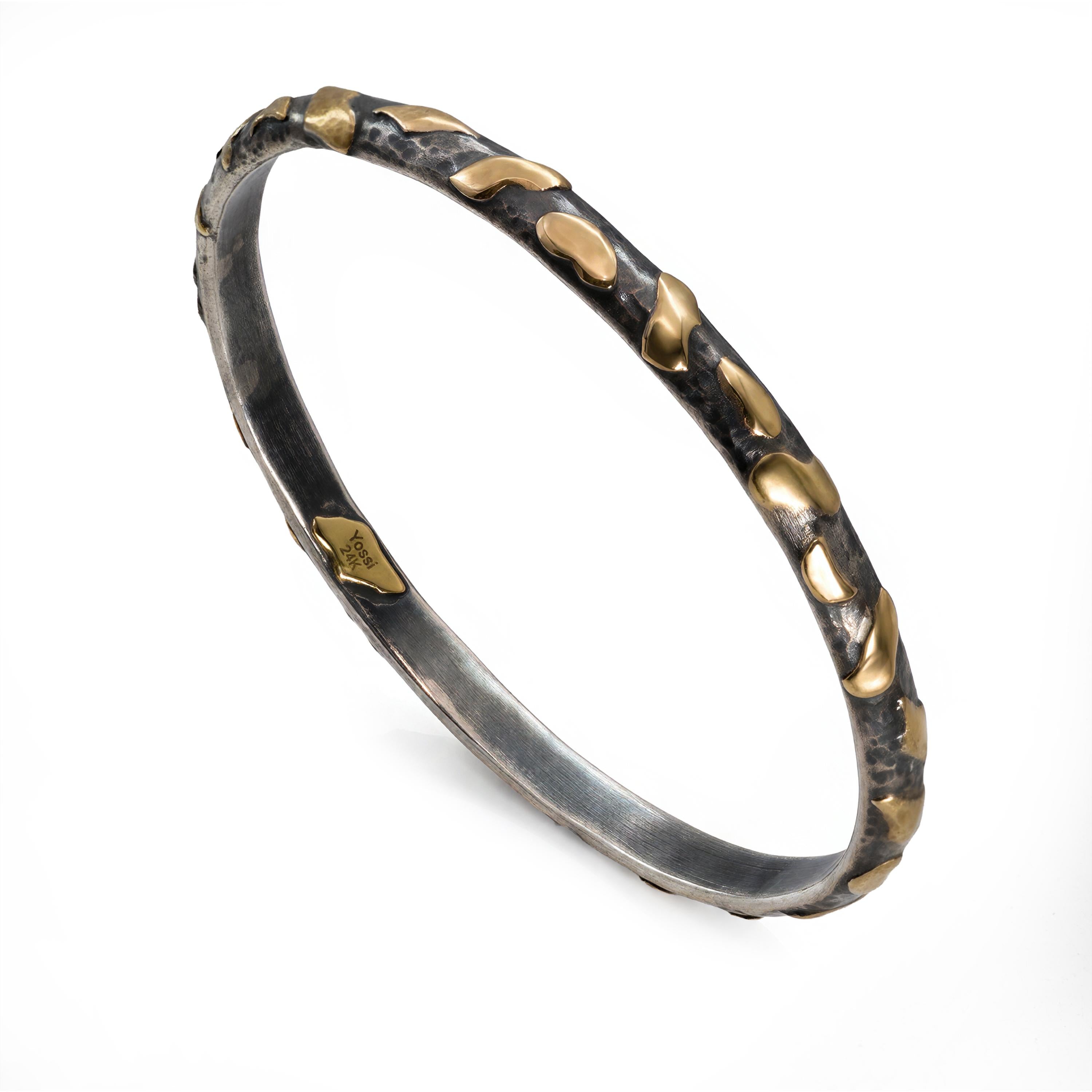 Yossi Harari Silver and Gold Two Tone Bangle
