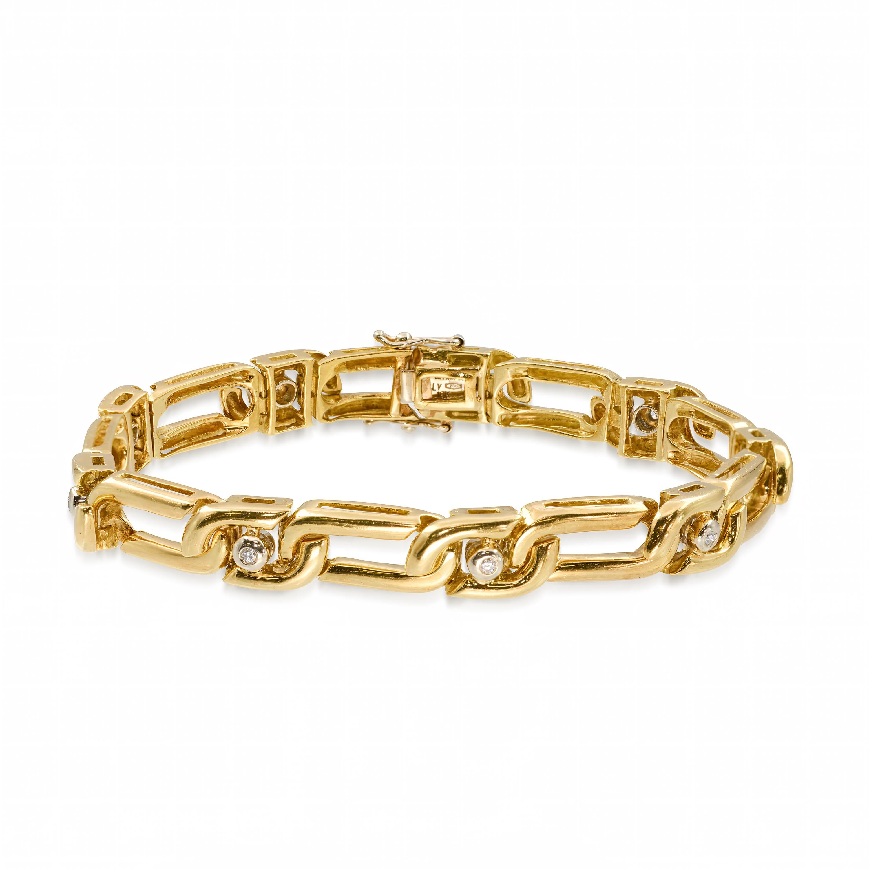 Vintage Tiffany & Co. 18kt Yellow Gold Diamond Link Bracelet