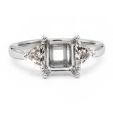 Vintage Platinum Trillion Cut Diamond Semi Mount Engagement Ring