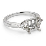 Vintage Platinum Trillion Cut Diamond Semi Mount Engagement Ring