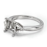 Vintage Platinum Trillion Cut Diamond Semi Mount Engagement Ring