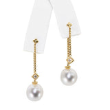 David Yurman 18k Yellow Gold Solari Pearl and Diamond Drop Earrings