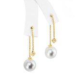 David Yurman 18k Yellow Gold Solari Pearl and Diamond Drop Earrings