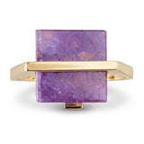 Vintage 16k Yellow Gold Amethyst Cube Modernist Ring