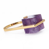 Vintage 16k Yellow Gold Amethyst Cube Modernist Ring