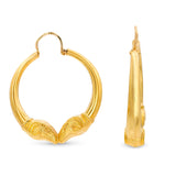 Vintage 19k Yellow Gold Rams Head Hoop Earrings
