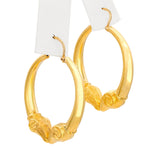 Vintage 19k Yellow Gold Rams Head Hoop Earrings
