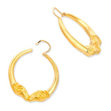 Vintage 19k Yellow Gold Rams Head Hoop Earrings