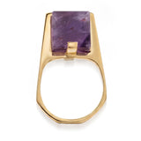 Vintage 16k Yellow Gold Amethyst Cube Modernist Ring