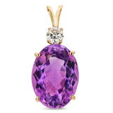 Yellow Gold Amethyst and Diamond Pendant