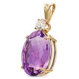 Yellow Gold Amethyst and Diamond Pendant