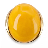 Vintage 14k Yellow Gold Butterscotch Amber Cabochon Cocktail Ring