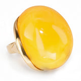 Vintage 14k Yellow Gold Butterscotch Amber Cabochon Cocktail Ring