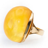 Vintage 14k Yellow Gold Butterscotch Amber Cabochon Cocktail Ring