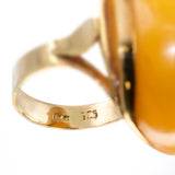 Vintage 14k Yellow Gold Butterscotch Amber Cabochon Cocktail Ring