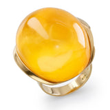Vintage 14k Yellow Gold Butterscotch Amber Cabochon Cocktail Ring