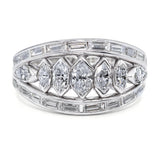 Vintage Platinum Marquise Diamond Graduated Ring