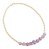Vintage 14k Yellow Gold Amethyst Graduated Necklace